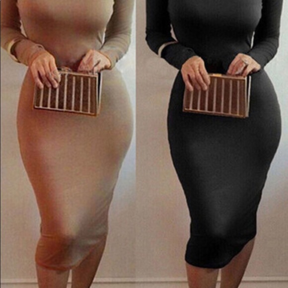 New Trending Nude Form Fitting Bodycon Dress - Picture 5 of 8